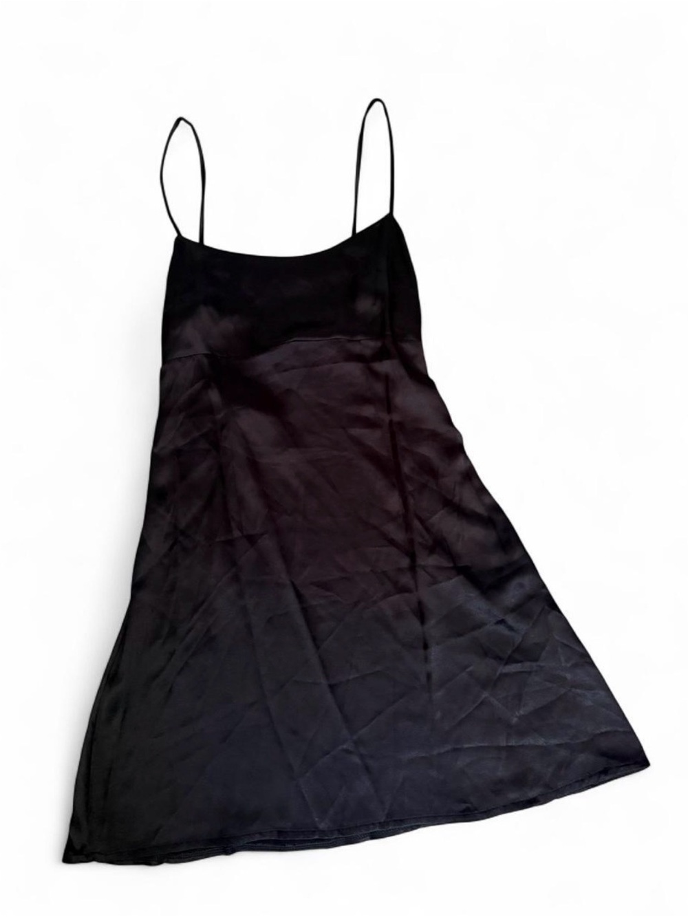 Anthropologie Black Satin Camisole Dress with Spaghetti Straps